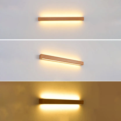Japanese Simple Solid Wood Strip LED Wall Sconce Lamp