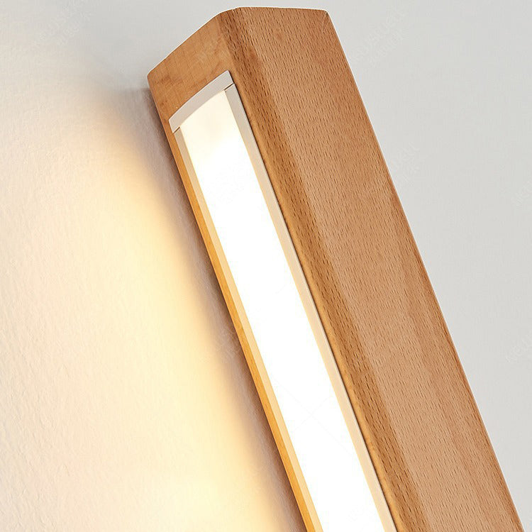 Japanese Simple Solid Wood Strip LED Wall Sconce Lamp