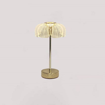 Contemporary Nordic Round Petal Hardware Base Acrylic Shade LED Table Lamp For Living Room