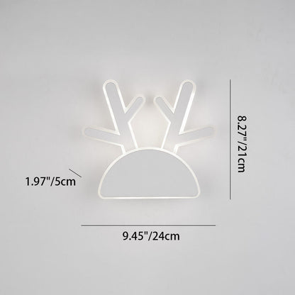 Contemporary Creative Half Round Antlers Bunny Ears Iron PVC LED Wall Sconce Lamp For Bedroom