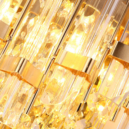 Modern Luxury Round Octagonal Beaded Iron Crystal 3-Light Wall Sconce Lamp For Living Room
