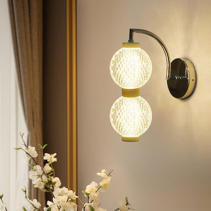 Modern Minimalist Curved Pole Globe Iron Acrylic LED Wall Sconce Lamp For Living Room
