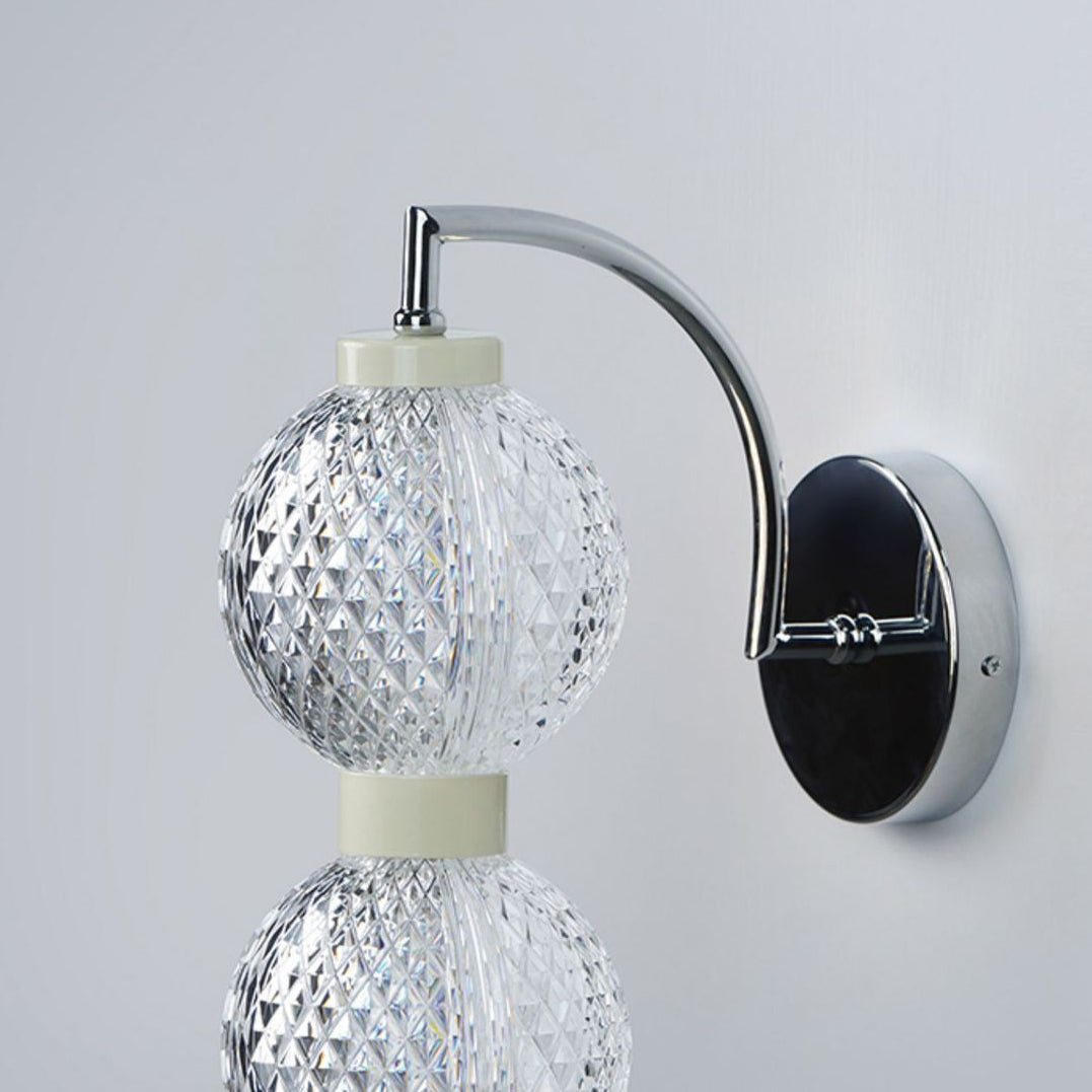 Modern Minimalist Curved Pole Globe Iron Acrylic LED Wall Sconce Lamp For Living Room
