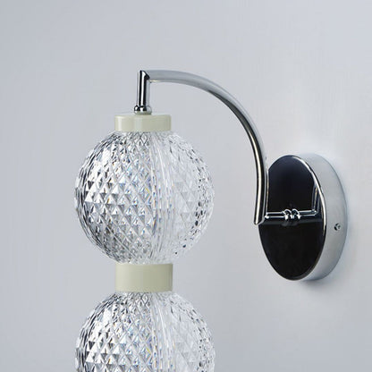 Modern Minimalist Curved Pole Globe Iron Acrylic LED Wall Sconce Lamp For Living Room
