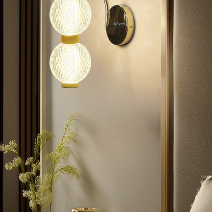 Modern Minimalist Curved Pole Globe Iron Acrylic LED Wall Sconce Lamp For Living Room