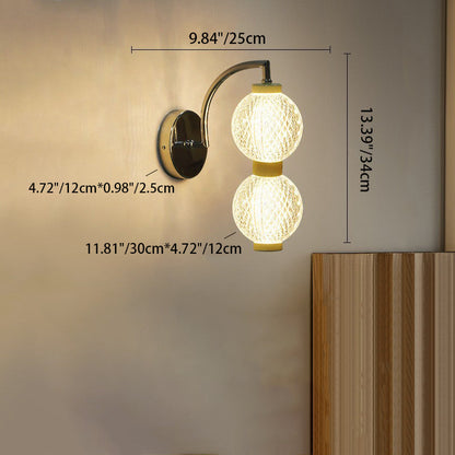 Modern Minimalist Curved Pole Globe Iron Acrylic LED Wall Sconce Lamp For Living Room