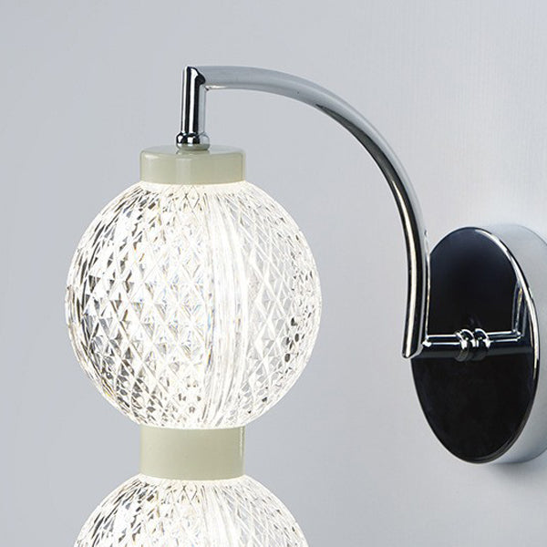 Modern Minimalist Curved Pole Globe Iron Acrylic LED Wall Sconce Lamp For Living Room