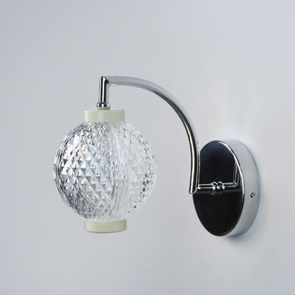 Modern Minimalist Curved Pole Globe Iron Acrylic LED Wall Sconce Lamp For Living Room