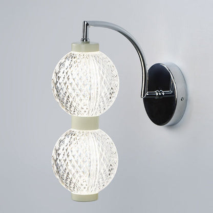 Modern Minimalist Curved Pole Globe Iron Acrylic LED Wall Sconce Lamp For Living Room