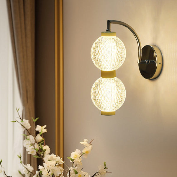 Modern Minimalist Curved Pole Globe Iron Acrylic LED Wall Sconce Lamp For Living Room