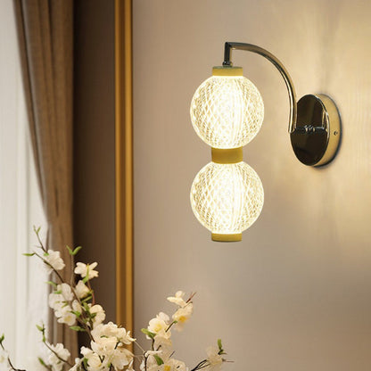 Modern Minimalist Curved Pole Globe Iron Acrylic LED Wall Sconce Lamp For Living Room