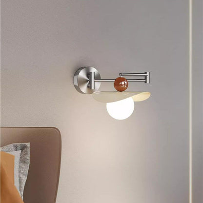 Modern Minimalist Curved Pole Straight Pole Swing Arm Globe Iron Glass LED Wall Sconce Lamp For Bedroom