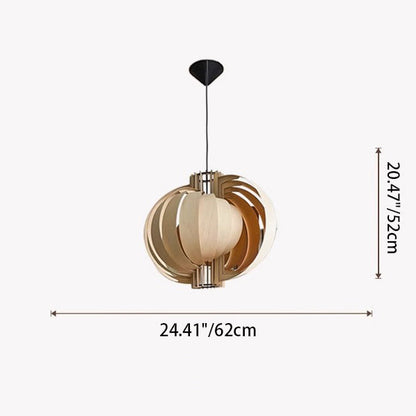 Traditional Vintage Globe Moon Shape Wood 1-Light Pendant Light For Living Room