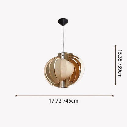 Traditional Vintage Globe Moon Shape Wood 1-Light Pendant Light For Living Room