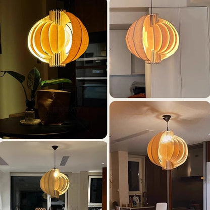 Traditional Vintage Globe Moon Shape Wood 1-Light Pendant Light For Living Room