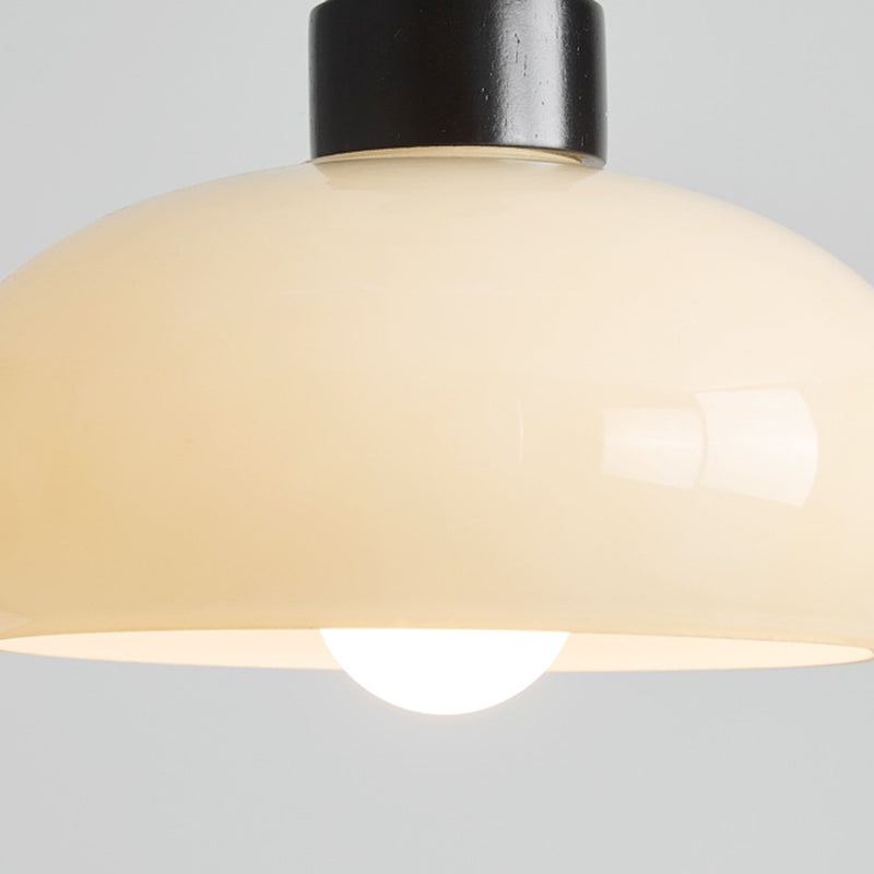 Traditional Vintage Round Oval Glass Shade Wood 1-Light Pendant Light For Living Room