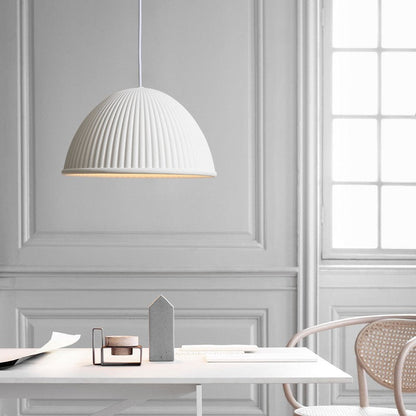 Modern Minimalist Striped Round Dome Pumpkin Shape Iron Resin Shade 1-Light Pendant Light For Living Room