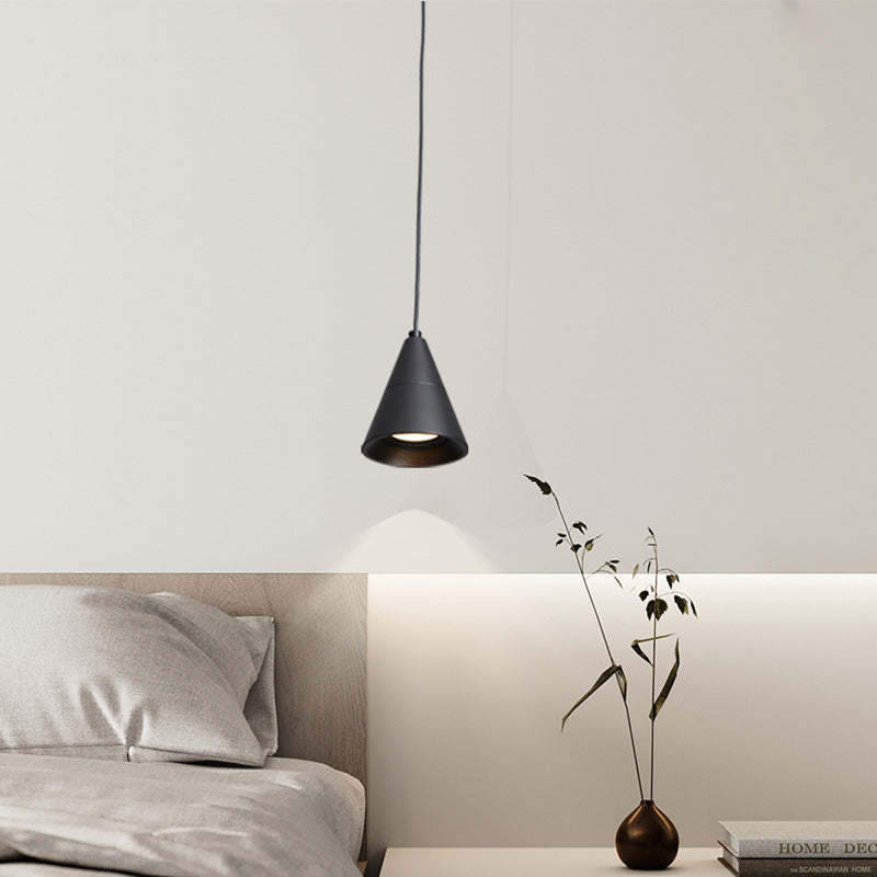 Modern Minimalist Cone Aluminum LED Pendant Light For Bedroom