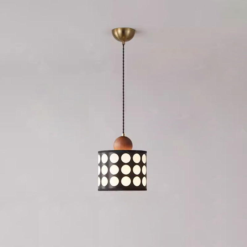 Traditional Vintage Beads Cylinder Wooden Iron 1-Light Pendant Light For Living Room