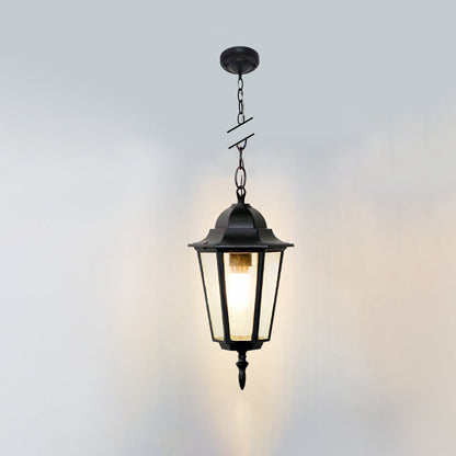 Traditional Vintage Waterproof Hexagonal Aluminum Acrylic 1-Light Pendant Light For Outdoor Patio