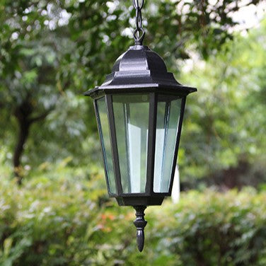 Traditional Vintage Waterproof Hexagonal Aluminum Acrylic 1-Light Pendant Light For Outdoor Patio