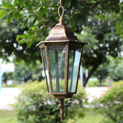 Traditional Vintage Waterproof Hexagonal Aluminum Acrylic 1-Light Pendant Light For Outdoor Patio
