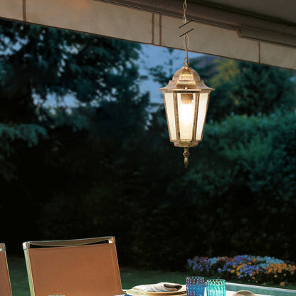 Traditional Vintage Waterproof Hexagonal Aluminum Acrylic 1-Light Pendant Light For Outdoor Patio