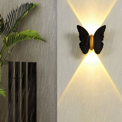 مصباح حائط LED من الألومنيوم على شكل فراشة مقاوم للماء بتصميم عصري بسيط للفناء الخارجي 