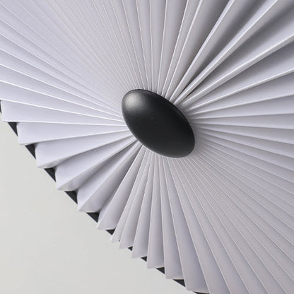 Modern Minimalist Round Pleated Iron PVC LED Flush Mount Ceiling Light For Bedroom