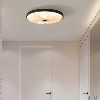 Modern Minimalist Round Pleated Iron PVC LED Flush Mount Ceiling Light For Bedroom