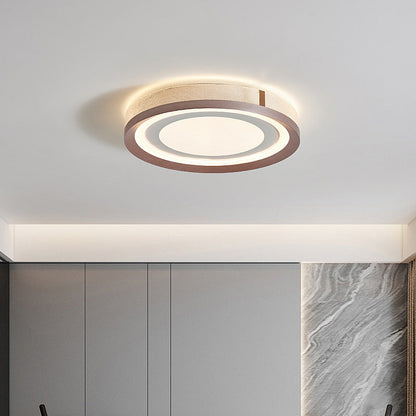 Modern Minimalist Round Concentric Circle Iron Aluminum Acrylic LED Flush Mount Ceiling Light For Bedroom