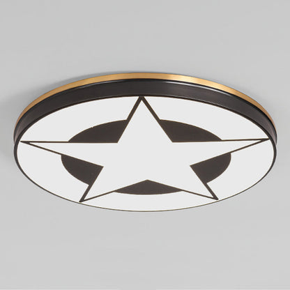 Modern Minimalist Round Concentric Circles Stars Full Copper Acrylic LED Flush Mount Ceiling Light For Bedroom