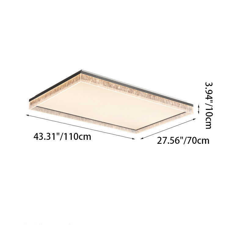 Modern Minimalist Square Rectangle Iron Aluminum Acrylic LED Flush Mount Ceiling Light For Living Room