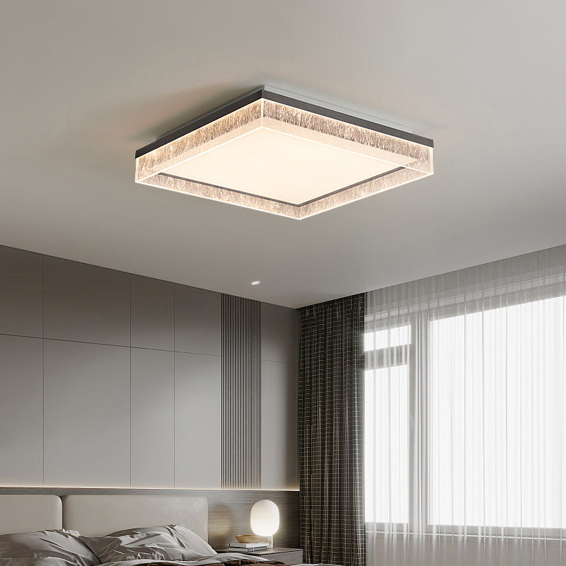 Modern Minimalist Square Rectangle Iron Aluminum Acrylic LED Flush Mount Ceiling Light For Living Room