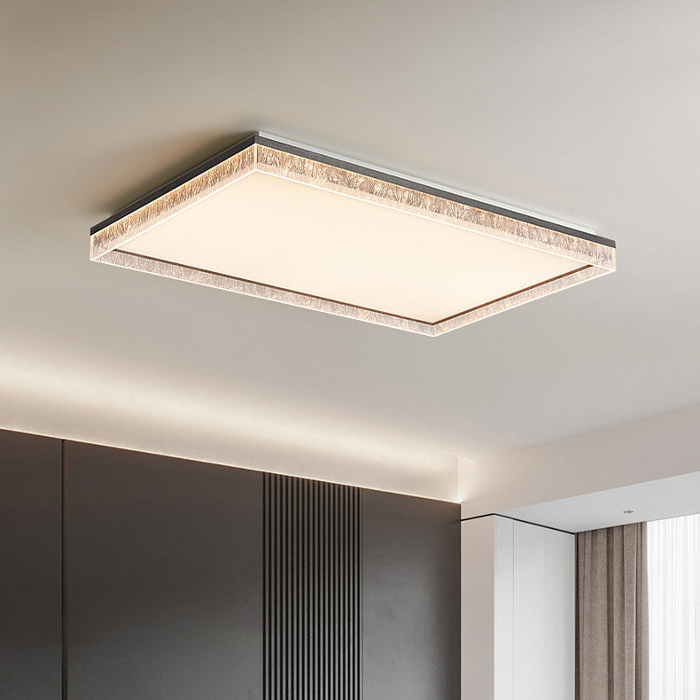 Modern Minimalist Square Rectangle Iron Aluminum Acrylic LED Flush Mount Ceiling Light For Living Room