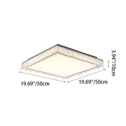 Modern Luxury Rectangle Square Icicle Shape Iron Acrylic LED Flush Mount Ceiling Light For Living Room