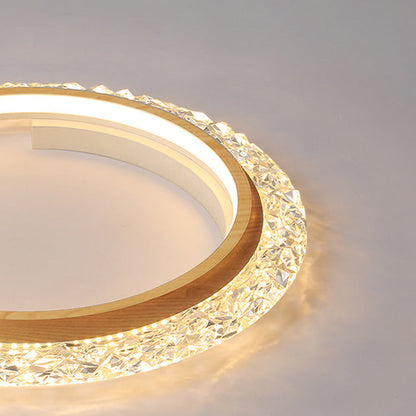 Modern Minimalist Round Diamond Shape Iron Aluminum Frame Acrylic Shade LED Flush Mount Ceiling Light For Bedroom