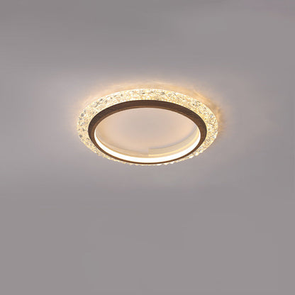 Modern Minimalist Round Diamond Shape Iron Aluminum Frame Acrylic Shade LED Flush Mount Ceiling Light For Bedroom