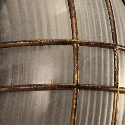 Contemporary Industrial Round Octagonal Iron Frame Glass Shade 1-Light Flush Mount Ceiling Light For Living Room