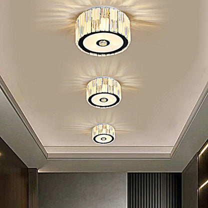 Modern Minimalist Cylinder Square Stainless Steel Acrylic 4-Light Flush Mount Ceiling Light For Living Room