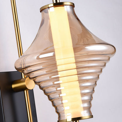 مصباح حائط LED بتصميم جيروسكوب طويل معاصر من الشمال مع إطار حديدي وغطاء زجاجي لغرفة المعيشة 