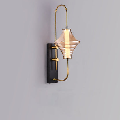 مصباح حائط LED بتصميم جيروسكوب طويل معاصر من الشمال مع إطار حديدي وغطاء زجاجي لغرفة المعيشة 