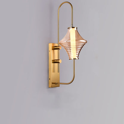 مصباح حائط LED بتصميم جيروسكوب طويل معاصر من الشمال مع إطار حديدي وغطاء زجاجي لغرفة المعيشة 