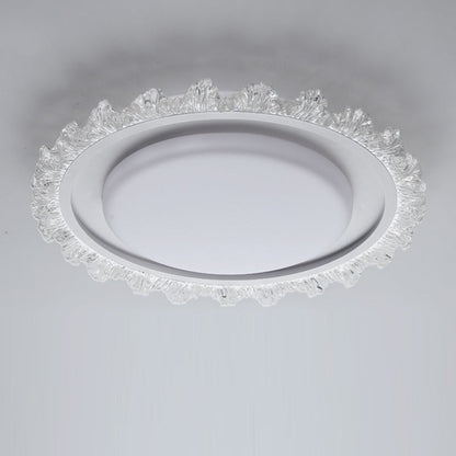 Modern Luxury Round Lace Iron Acrylic LED Flush Mount Ceiling Light For Bedroom