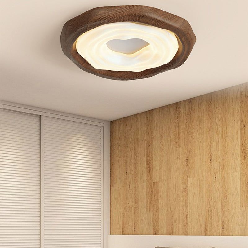 Modern Minimalist Cream Irregular Round Clouds Hardware Acrylic PE LED Flush Mount Ceiling Light For Bedroom