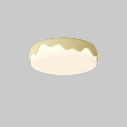 Contemporary Creative Round Cake Resin Acrylic LED Flush Mount Ceiling Light For Bedroom