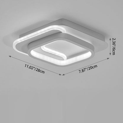 Modern Minimalist Square Round Diamond Iron Aluminum Acrylic Silicone LED Flush Mount Ceiling Light For Hallway