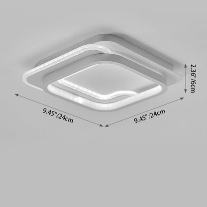 Modern Minimalist Square Round Diamond Iron Aluminum Acrylic Silicone LED Flush Mount Ceiling Light For Hallway