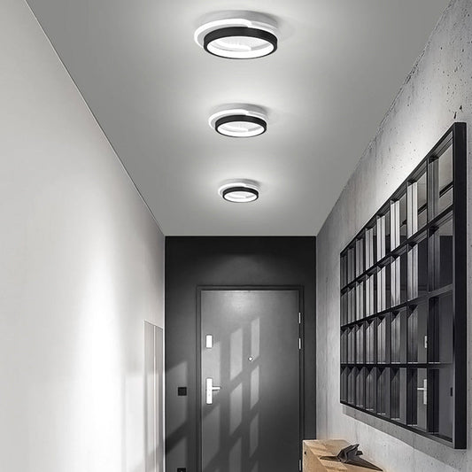 Modern Minimalist Square Round Diamond Iron Aluminum Acrylic Silicone LED Flush Mount Ceiling Light For Hallway