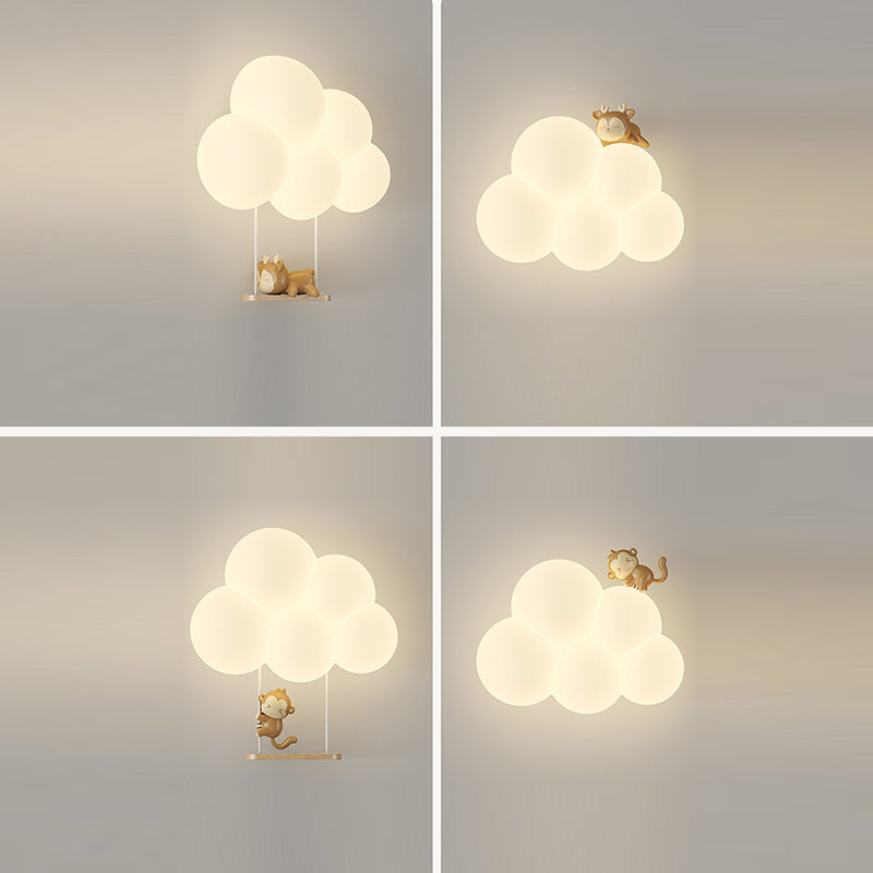 مصباح حائط LED بتصميم عصري بسيط على شكل سحابة حيوانية من الحديد PE لغرفة النوم 
